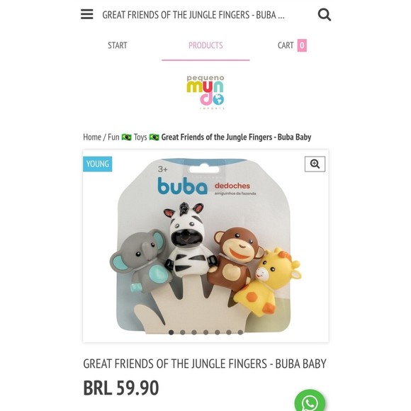 Buba Baby Zebra Finger Puppet rubber Brazil - Picture 9 of 9